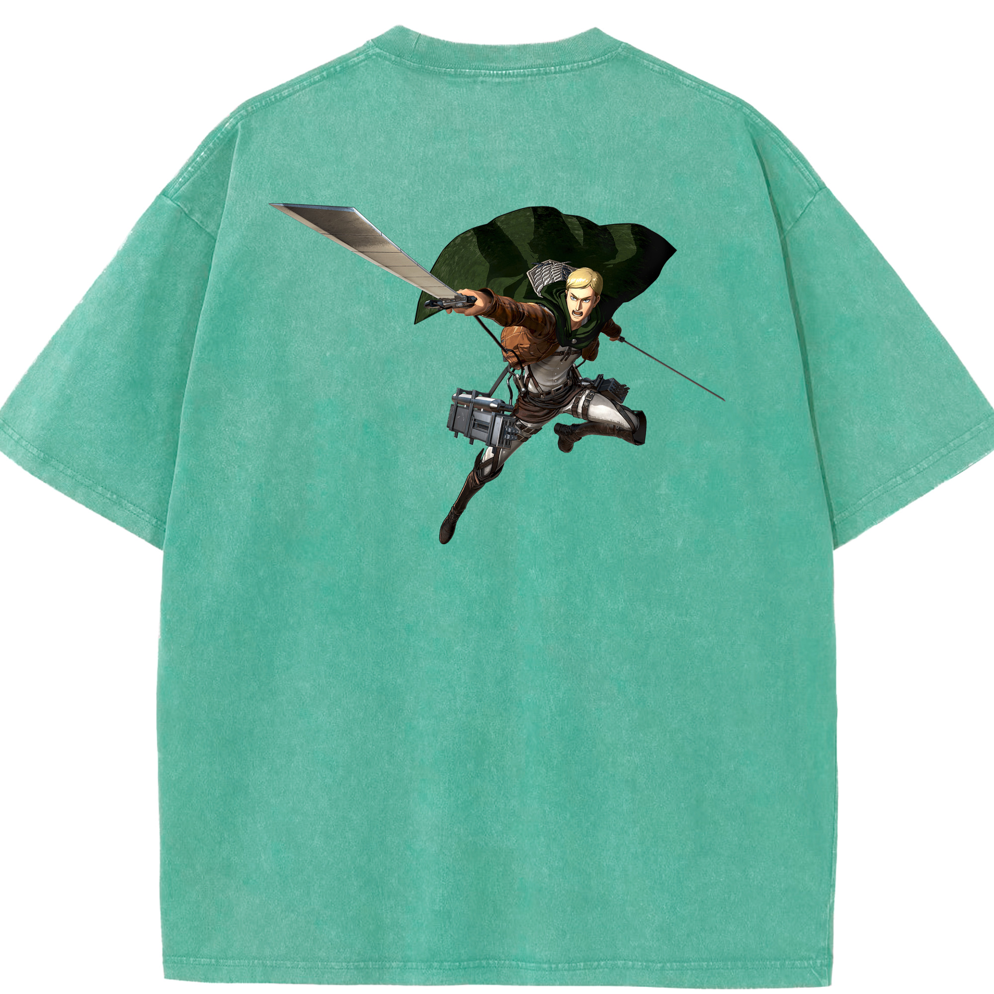 （画像用） 進撃の巨人 エルヴィン・スミス Attack on Titan Erwin Smith 綿100% ヴィンテージ風 半袖Tシャツ（背面プリント）